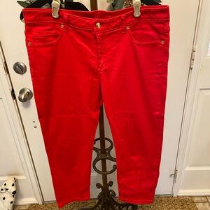 Michael KORS MK Izzy Bright Red Cropped Skinny Jeans 10